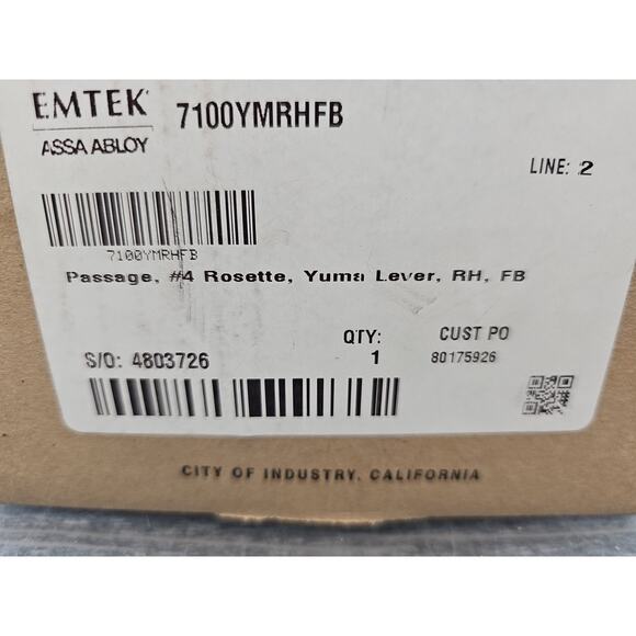 Emtek Yuma Levers Passage #4 Rosetta Right Hand Flat Black (7100YMRHFB) [91] - Picture 9 of 12